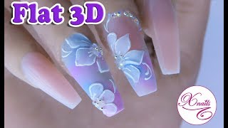 Como hacer Uñas con Flores en FLAT 3D 😍 con Gel PLASTILINA  PLASTIGEL🌸🌸 [upl. by Nuahsor]