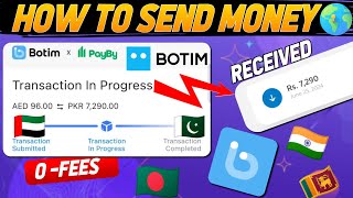 Botim international money transfer How to send money to India Pakistan bank account 0 fees [upl. by Fotinas173]