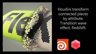 Houdini transform pieces by attribute  Wave transition effect  Houdini Redshift material blender [upl. by Montano]