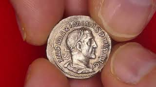 Maximinus Thrax Denarius Emperor Between Standards RIC 1 [upl. by Chee806]