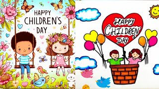 Childrens day poster 2024 drawing ideas childrens day drawing happy childrens day [upl. by Lawlor]