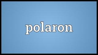 Polaron Meaning [upl. by Adnoral710]