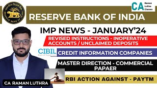 RBI  Circulars and Notification  JANUARY 2024  SEBI IFSCA RBI NABARD PFRDA [upl. by Stodder]