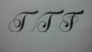 Calligraphy letter T for beginners with normal pen [upl. by Starr681]