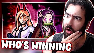 REACTION  Power vs Nezuko Chainsaw Man vs Demon Slayer  RAP BATTLE  ft Chichi amp Azia [upl. by Aivon]