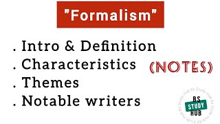 Formalism in English Literature Formalism Notes [upl. by Kirsteni]