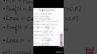 Profit amp loss formula maths tricks mathtricks mathtips viralvideo shorts [upl. by Brackely]