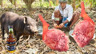 FULL PORK LEG RECIPE  Brandy drinking in Village Style Pork Recipe [upl. by Yard]