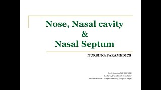 Nose Nasal cavity amp Nasal septum ParamedicsNursing [upl. by Elauqsap]