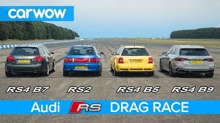 Audi RS4 generations DRAG RACE ROLLING RACE amp review  carwow [upl. by Mitchell78]