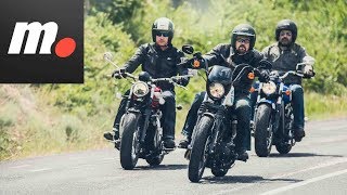 Comparativo Custom 1200  HD Iron Indian Scout Triumph Speedmaster Prueba  Review en español [upl. by Eira691]