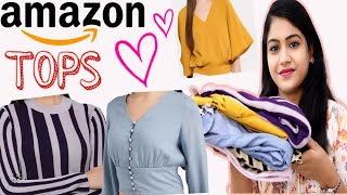 Amazon Tops Haul Trendy Summer TopsTShirts Amazon western wearMakeup by Nidhi [upl. by Namyl]