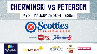 CHERWINSKI vs PETERSON  2024 Scotties Tournament of Hearts Presented by RME Day 2 [upl. by Yesnnyl218]