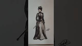 Riding Habit  1880s  Sketching [upl. by Fawnia111]