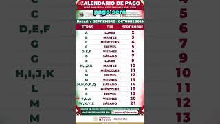 calendario de PAGOS de SEPTIEMBRE 2024 letra T U V  ¿Cuando pagan la pension bienestar [upl. by Base716]