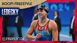 Katie Ledecky takes gold in 800m freestyle for FOURTH STRAIGHT OLYMPICS  Paris Olympics [upl. by Assirehs827]