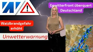 UNWETTERWARNUNG Gewitterlinie zieht über Deutschland Starkregen Hagel und Sturmböen am Freitag [upl. by Glory26]