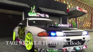 【RC DRIFT TA02 4WD：Part 12】「NISSAN R32 GTR HellaFlush Body」新コースレイアウト（トーホーレジャープラザ） [upl. by Alyel]