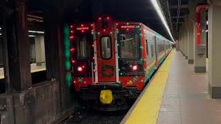 First look at MTA Metro North M8 Holiday Train arriving and terminating at Grand Central Terminal [upl. by Metabel]