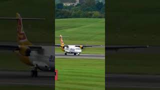 Aurigny ATR 72600 propeller aircraft landing 🛬 at Birmingham Airport planespotting aviation [upl. by Eniruam]