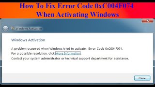 How To Fix Error Code 0xC004F074 When Activating Windows  ITTrainingsByUmarDraz [upl. by Symer256]