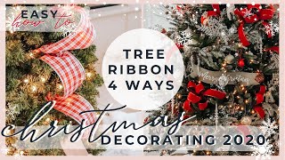 HOW TO PUT RIBBON ON A CHRISTMAS TREE  4 EASY RIBBON TUTORIALS [upl. by Kathlin]