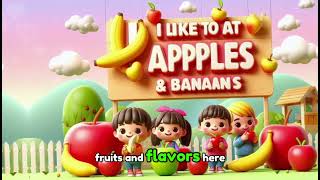 I Like to Eat Apples and Bananas  Fruit Song  Fun Nursery Rhyme for Kids with Lyrics [upl. by Nwahsaj388]