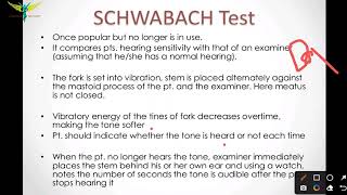 Schwabach Test Tuning Fork Test  ENT [upl. by Nnylsaj689]