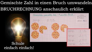 Gemischte Zahl in einen Bruch umwandeln  unechter Bruch gemischte Schreibweise  Bruchrechnung 5 6 [upl. by Enamart468]