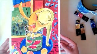 Cat With Red Fish Chat Aux Poissons Rouges by Henri Matisse in acrylics [upl. by Janyte]