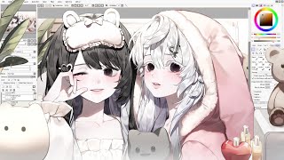 Speed painting SAI 두근두근 파자마 파티 루시넬 스피드 페인팅 [upl. by Nniuq]