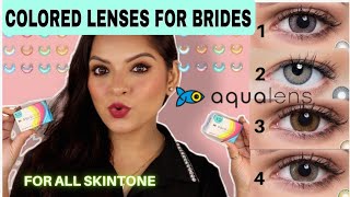 AQUALENS COLOR LENSES FOR BRIDES  COLORED CONTACT LENS ON INDIAN SKIN [upl. by Oniotna62]