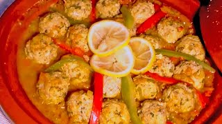 طاجين كفتة سمك السردين الشيف نادية  tajine au boulette de sardinefish balls tagine [upl. by Duff]