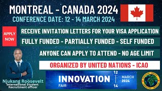 FULLY FUNDED CONFERENCE IN CANADA FOR 2024  NO AGE LIMIT ANYONE CAN APPLY HOSTED BY UN  ICAO [upl. by Nareht872]