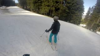 Beginners Skiing Slushy Green Marvel Run Grand Massif France [upl. by Schroder813]