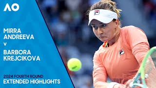 Mirra Andreeva v Barbora Krejcikova Extended Highlights  Australian Open 2024 Fourth Round [upl. by Llennej295]