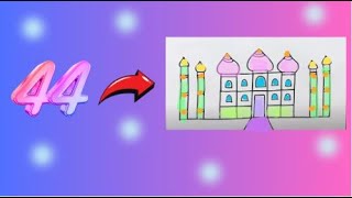 How to Draw Taj Mahal Picture from number 44  Very Easy Drawing trending art subscribe [upl. by Allis290]