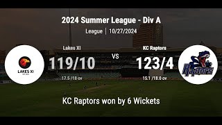 2024 Summer League  Div A Lakes XI vs Raptors [upl. by Einnhoj]