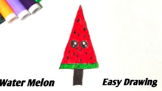 Water Melon Easy Drawing  Step by Step Drawing [upl. by Kenlay681]