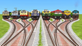 Eights Rails Crossing By Indian Curved Railroad💶 Crossings tracks  HD train videos [upl. by Anirac]