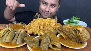 EATING MUTTON FATT CURRY MUTTON LIVER CURRY MUTTON HEAD amp CHILLIS  MUTTON FATT CURRY EATING [upl. by Inaboy]