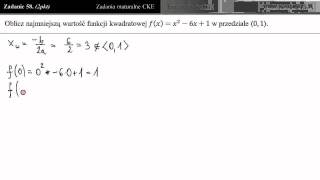 Zad 58 Funkcja kwadratowa  minimum w przedziale trening do matury [upl. by Akin]