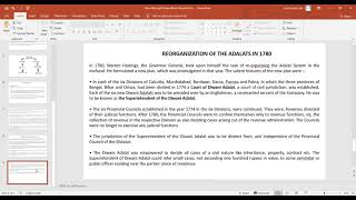 INDIAN LEGAL HISTORY UNIT II  REORGANISATION OF ADALATS IN 1780 [upl. by Awahsoj]