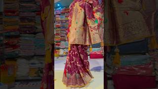 🔥Pure organja saree with zari work only at Dheeraj Palace 👜😍 shorts saree shortsfeed [upl. by Diahann]