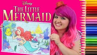 Coloring Ariel The Little Mermaid Disney GIANT Coloring Book Page Colored Pencils  KiMMi THE CLOWN [upl. by Demaggio]