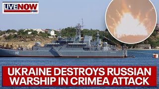 Russian warship destroyed by Ukraine in Crimea attack  LiveNOW from FOX [upl. by Llenol]