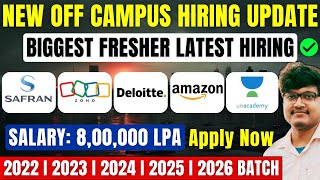 Deloitte Amazon Unacademy Zoho New Hiring  Fresher OFF Campus Drive 2026 2025 2024 2023 Batch [upl. by Arocahs]