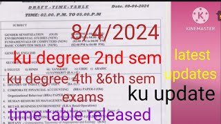 ku degree 2nd sem 4th sem 6th sem exams time table released 842024 kakatiya University exams 2024 [upl. by Lenoil]