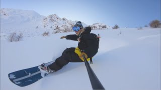 Tree Surfer splitboard action in Sestriere  swallowtail snowboard [upl. by Emilia]