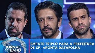 Empate triplo na pesquisa Datafolha para a prefeitura de São Paulo  Jornal da Band [upl. by Sargent]